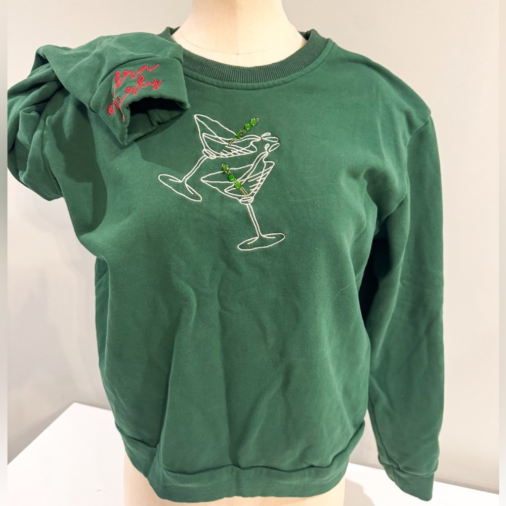 Green top EXTRA DIRTY MARTINI Large Too Cute